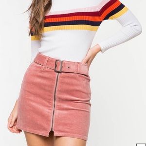 NWT! Mauve Buckle Zip Corduroy Skirt